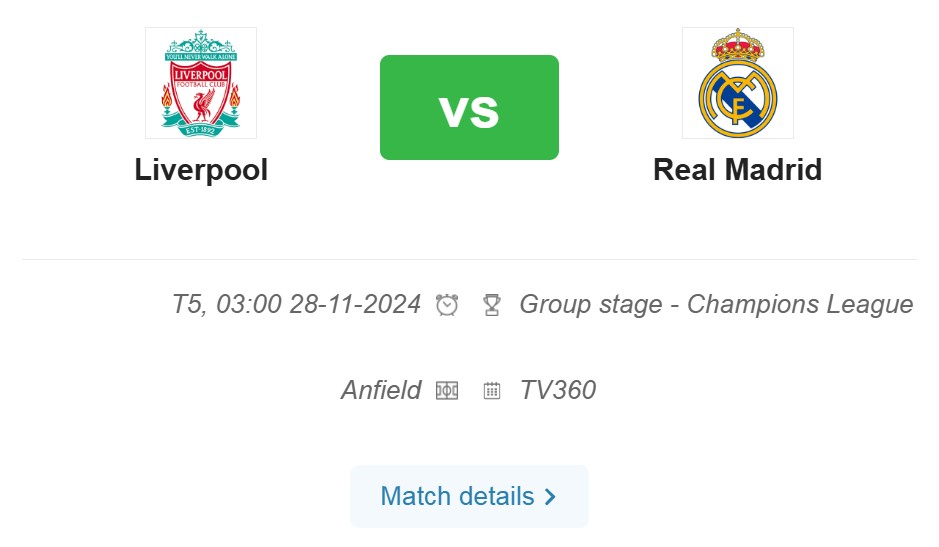 Prediksi Liverpool vs Real Madrid (pukul 3:00, 28 November): Tim tamu akan mendapatkan poin?