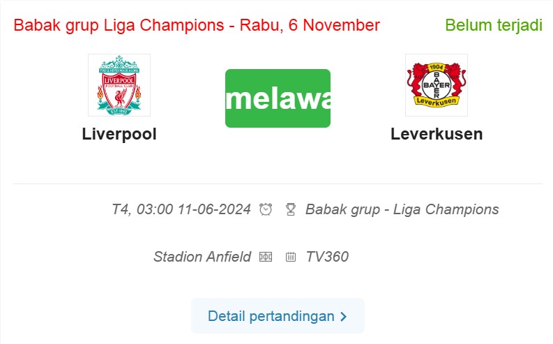 Prediksi Liverpool vs Leverkusen (Pukul 03.00, 6 November): Melanjutkan Semangat Tinggi